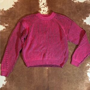 No Boundaries Pink and Black Striped Sweater